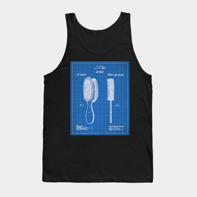 Brush Patent - Hair Stylist Beauty School Decor Art - Blueprint Tank Top by patentpress